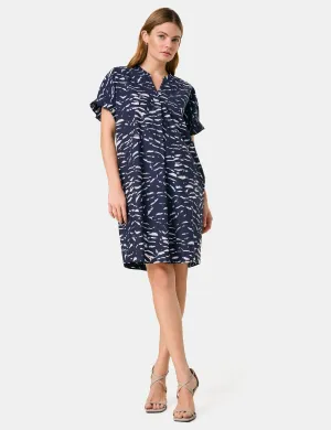 Loose-fit Dress - Navy Patterned