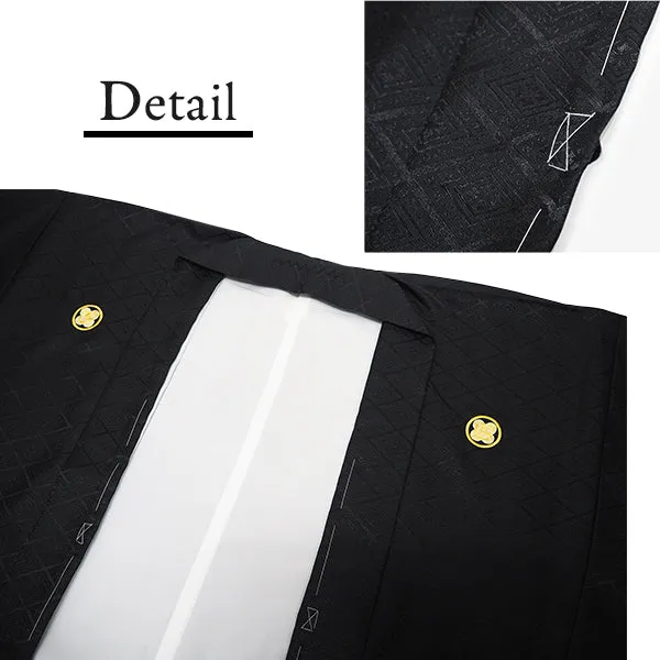 Men's Formal Kimono, Haori, and Hakama 3-Piece Set ＜Black Haori＞