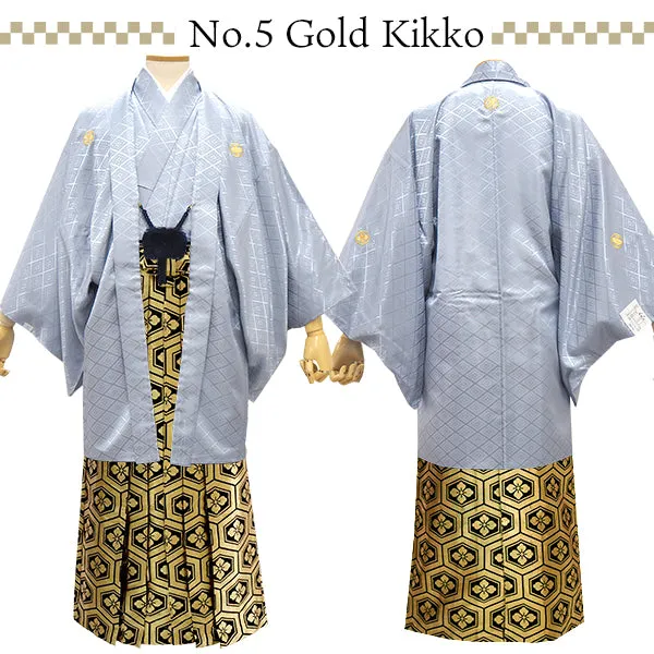 Men's Formal Kimono, Haori, and Hakama 3-Piece Set ＜Gray Haori＞
