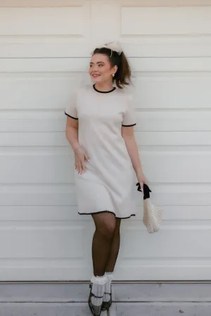 MEROKEETY Short Sleeve Crewneck Color Block Knit Dresses