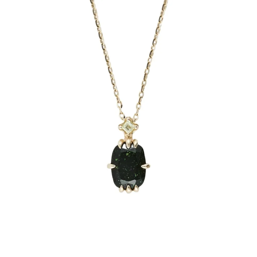 Minimalist Square Green Aventurine Necklace
