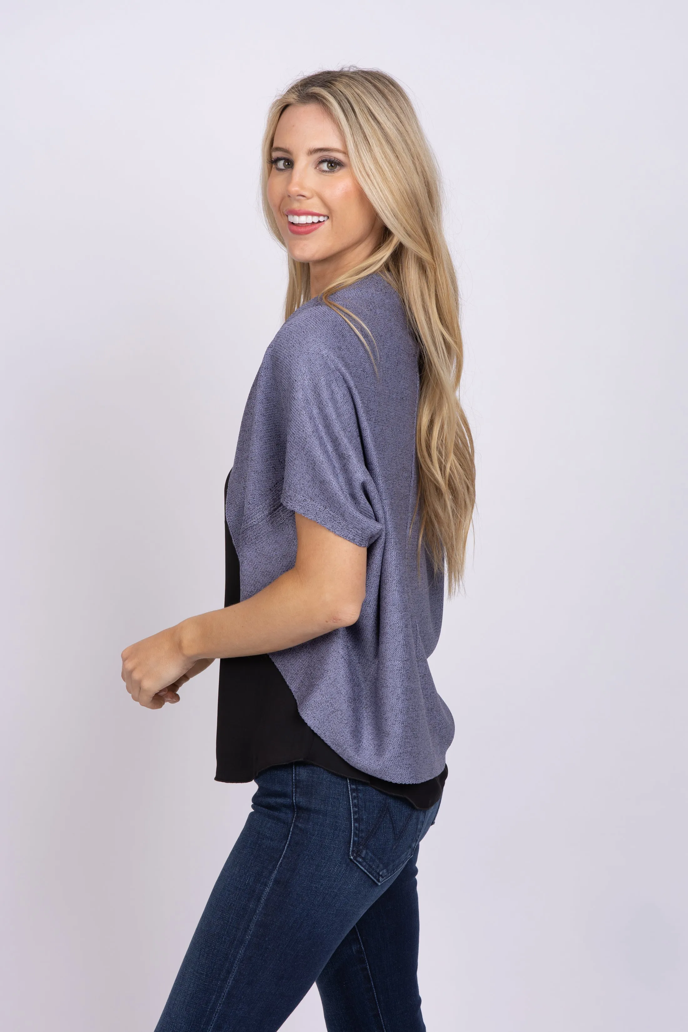 Nic Zoe Cocoon Cardigan In Blue Dusk