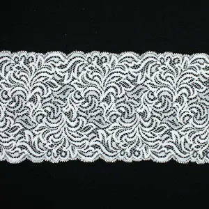 Off White Floral Stretch Raschel Lace Trim 130mm