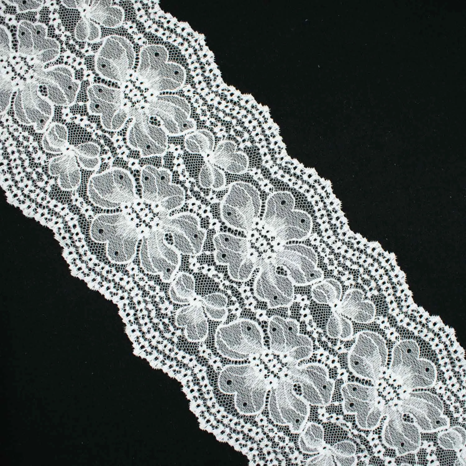 Off White Floral Stretch Raschel Lace Trim 165mm