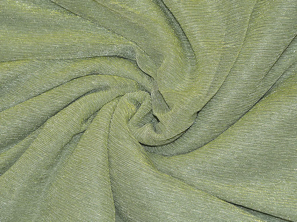 Pista Green Plain Crushed Shimmer Terylene Mesh Net Fabric