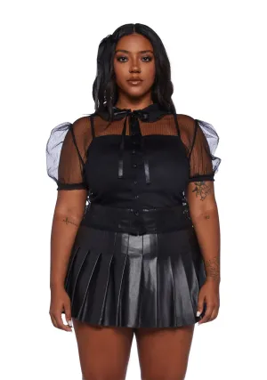 Plus Delicate Interlude Sheer Blouse - Black