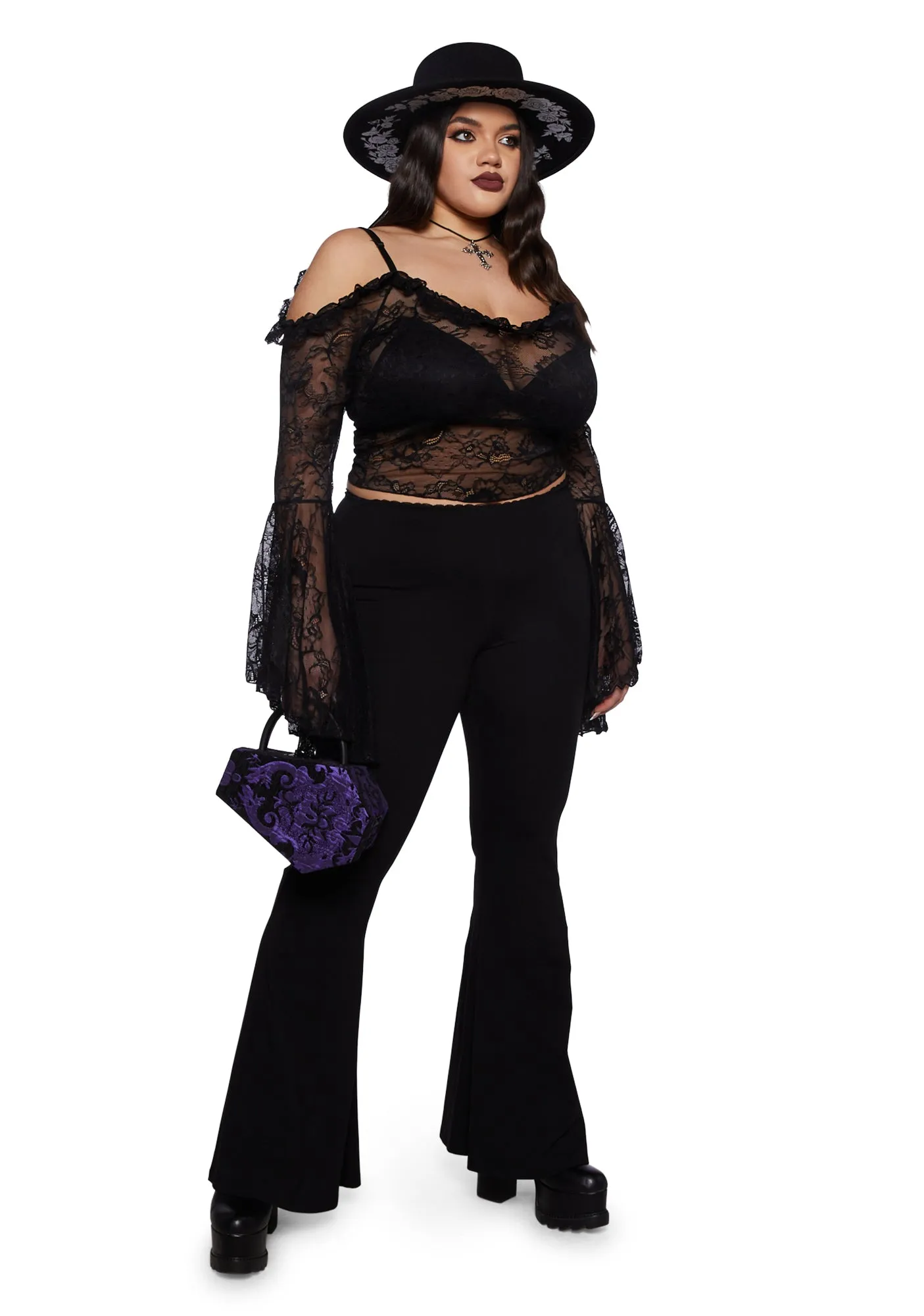 Plus Gothic With Grace Mesh Top