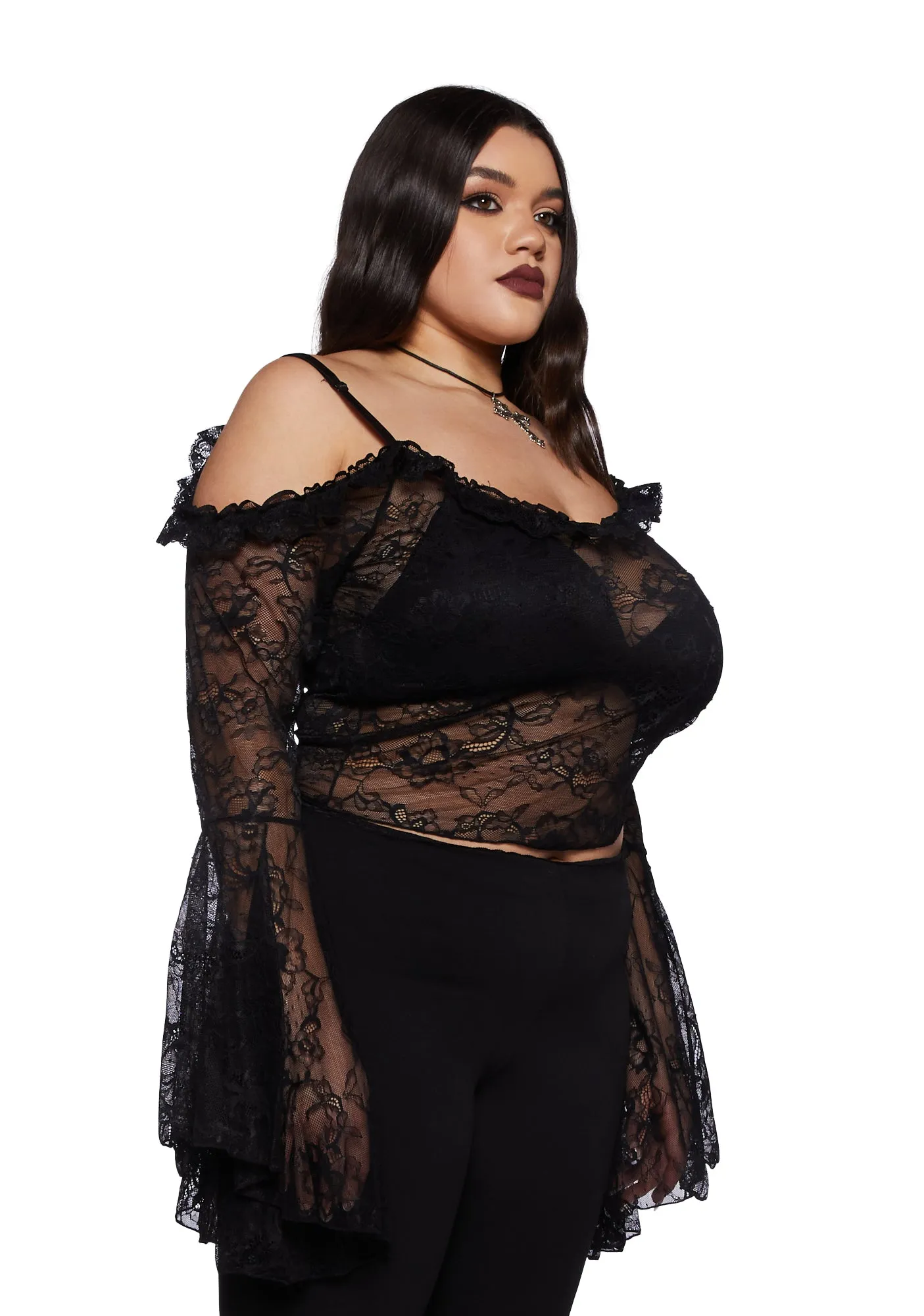 Plus Gothic With Grace Mesh Top
