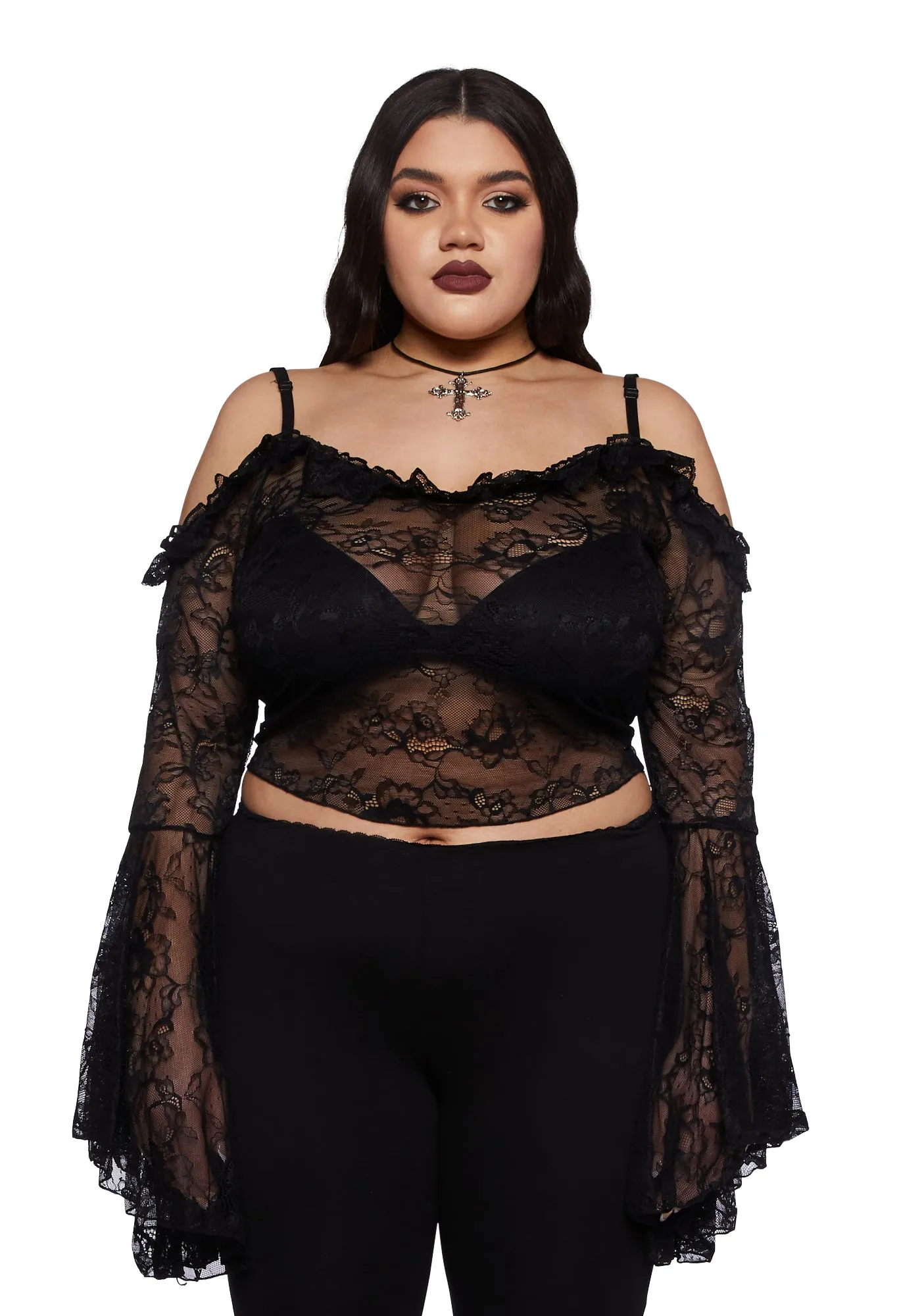 Plus Gothic With Grace Mesh Top