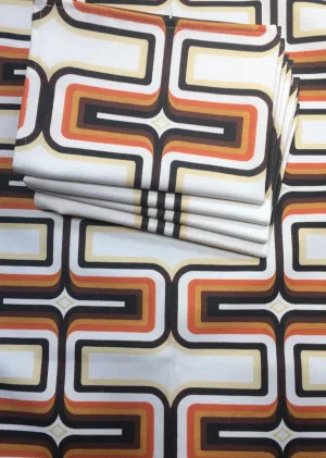 Retro Tea Towel - Brown   Orange