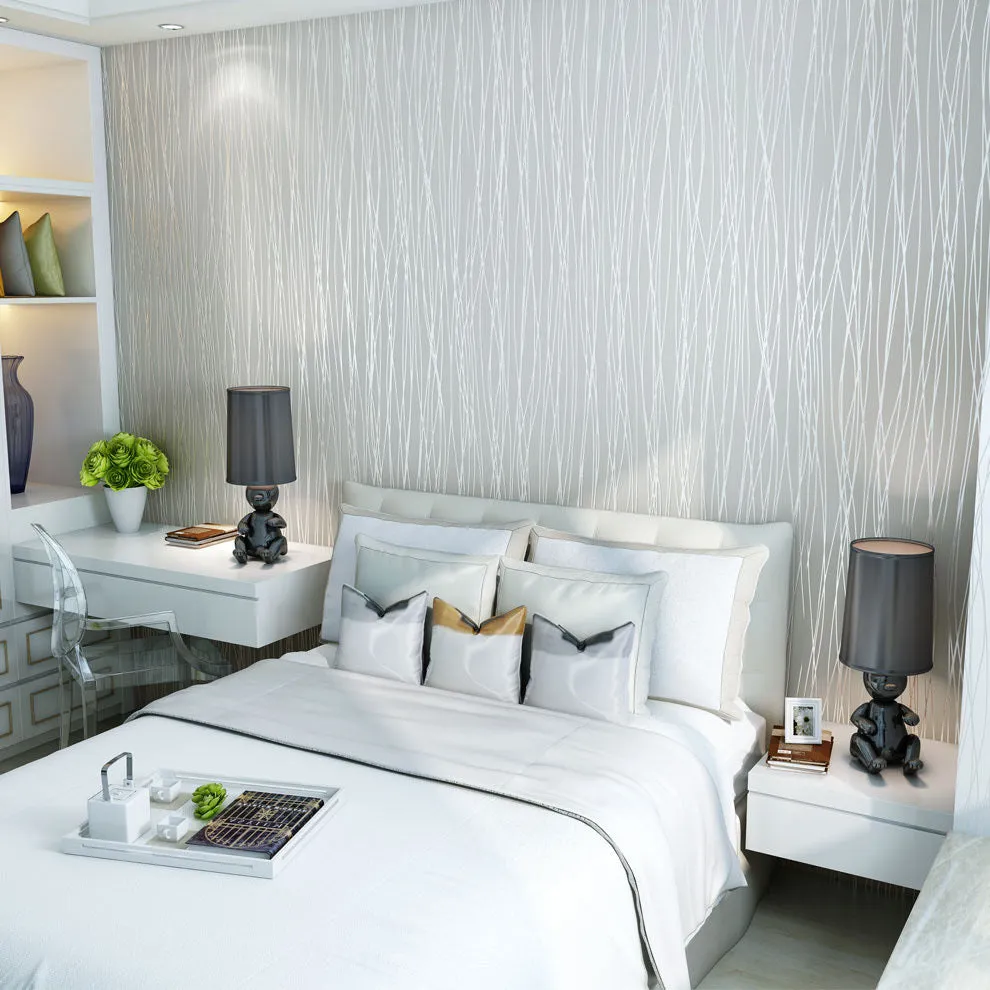 Solid Color Vertical Striped Wallpaper-Light Grey (5.3 ㎡)