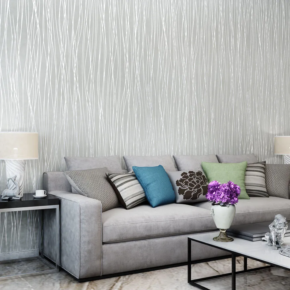 Solid Color Vertical Striped Wallpaper-Light Grey (5.3 ㎡)