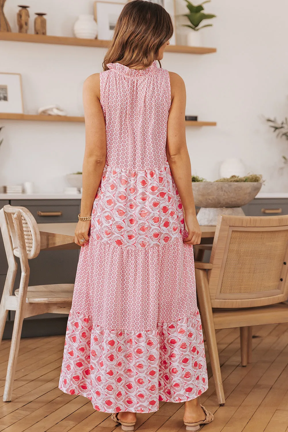 Split Neck Sleeveless Maxi Dress