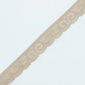 Stretch Lace Trim 25mm Design-S8 Tan