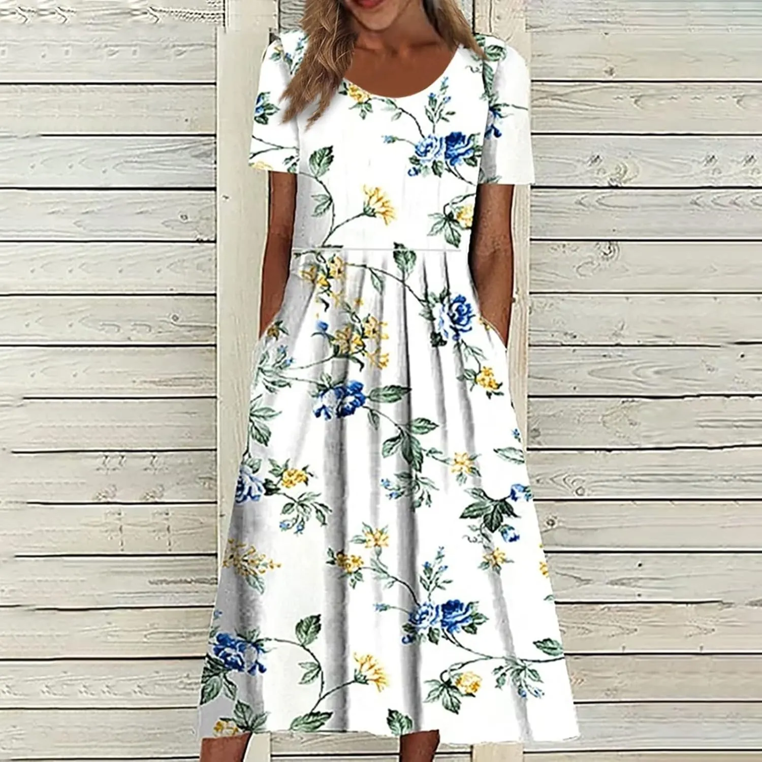 Summer Dresses for Women 2024 Womens Button Down Shirt Dress Short Puffy Sleeve Tiered Ruffle Flowy Long Maxi Dresses