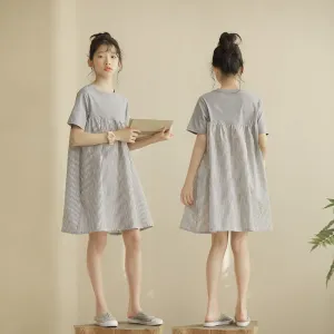 灰色条纹T恤裙 Stripe Dolly Tee Dress in Grey