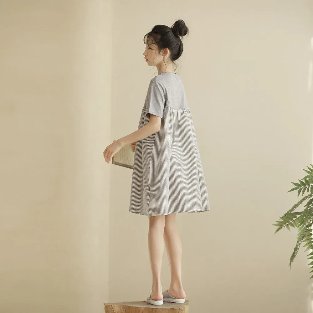 灰色条纹T恤裙 Stripe Dolly Tee Dress in Grey