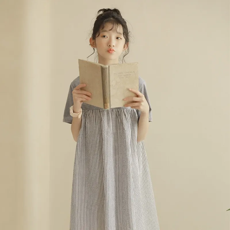 灰色条纹T恤裙 Stripe Dolly Tee Dress in Grey
