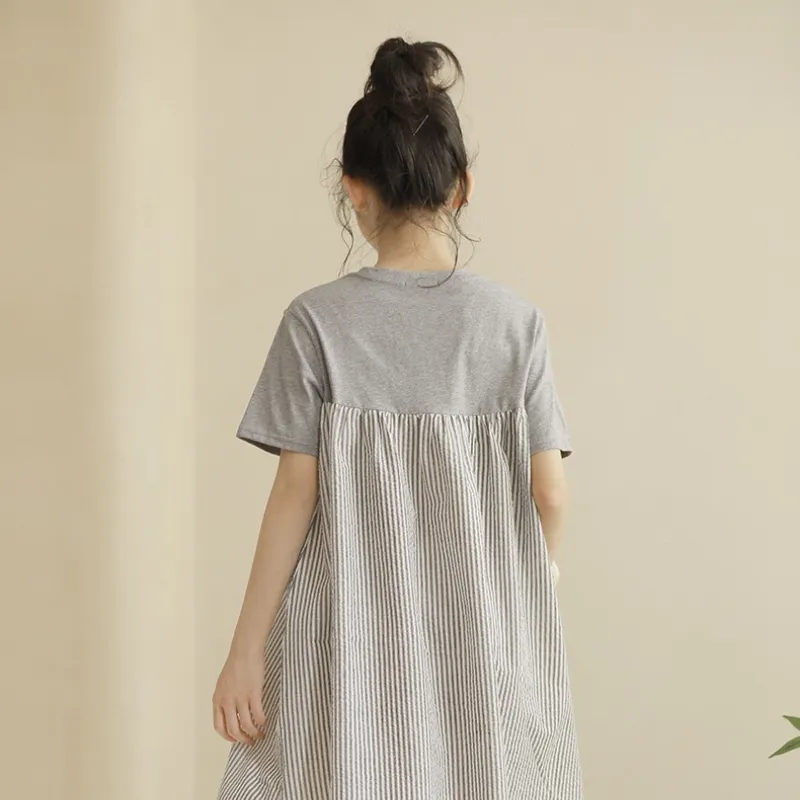 灰色条纹T恤裙 Stripe Dolly Tee Dress in Grey