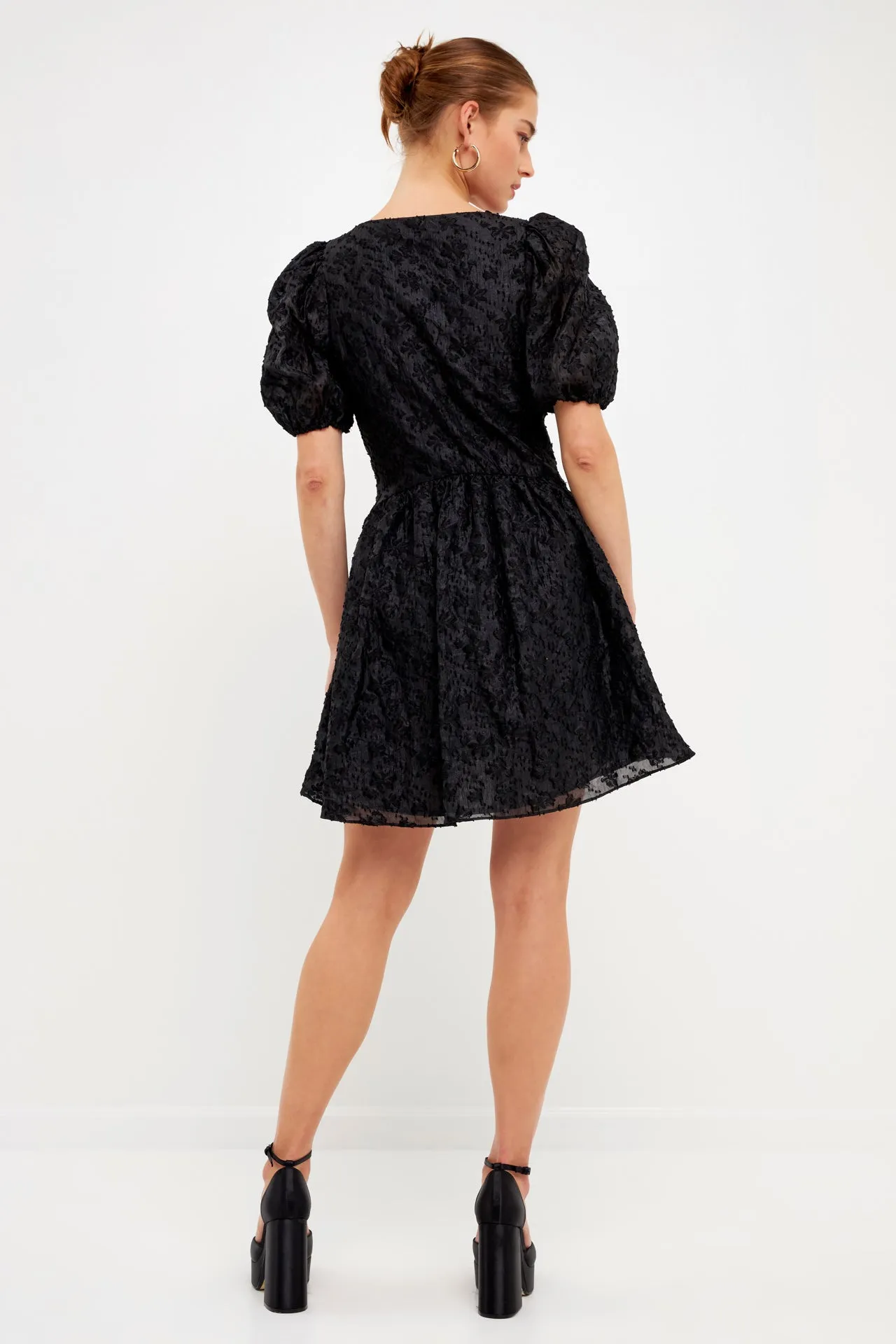 Texture Floral Organza Mini Dress