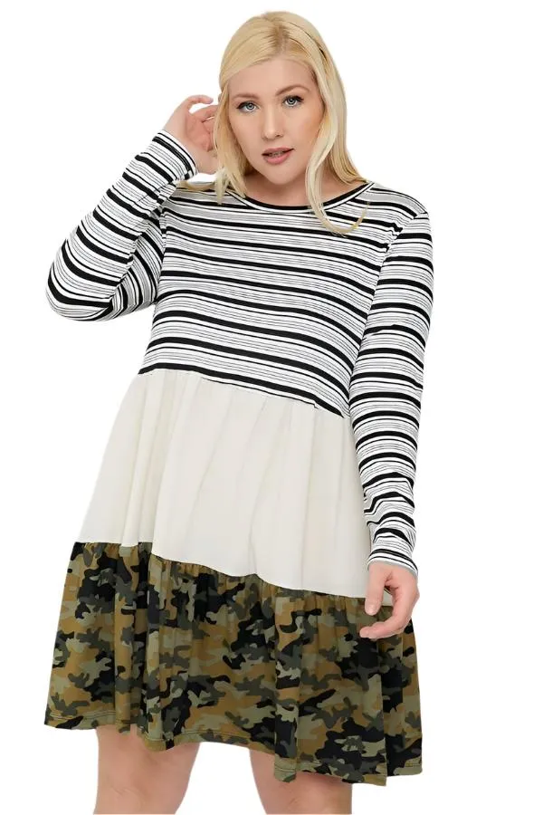 Tiered Color Block Dress