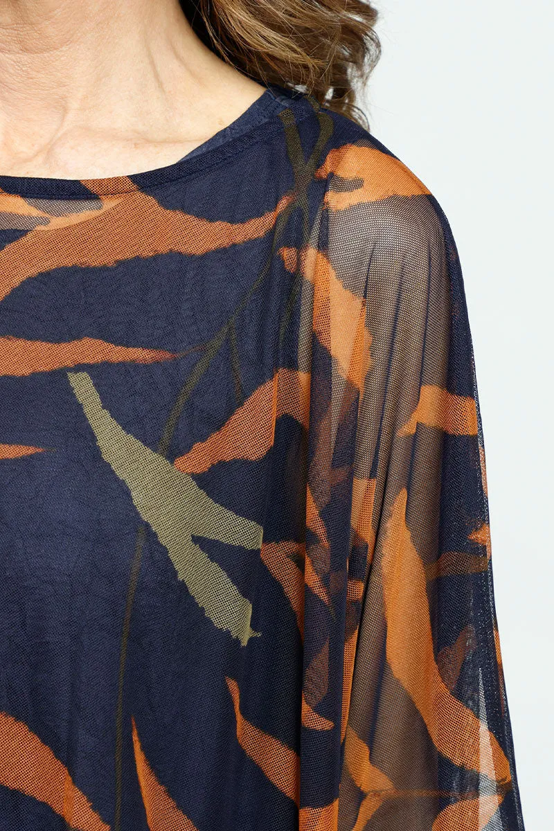 Top Ligne Abstract Leaves Sheer Top