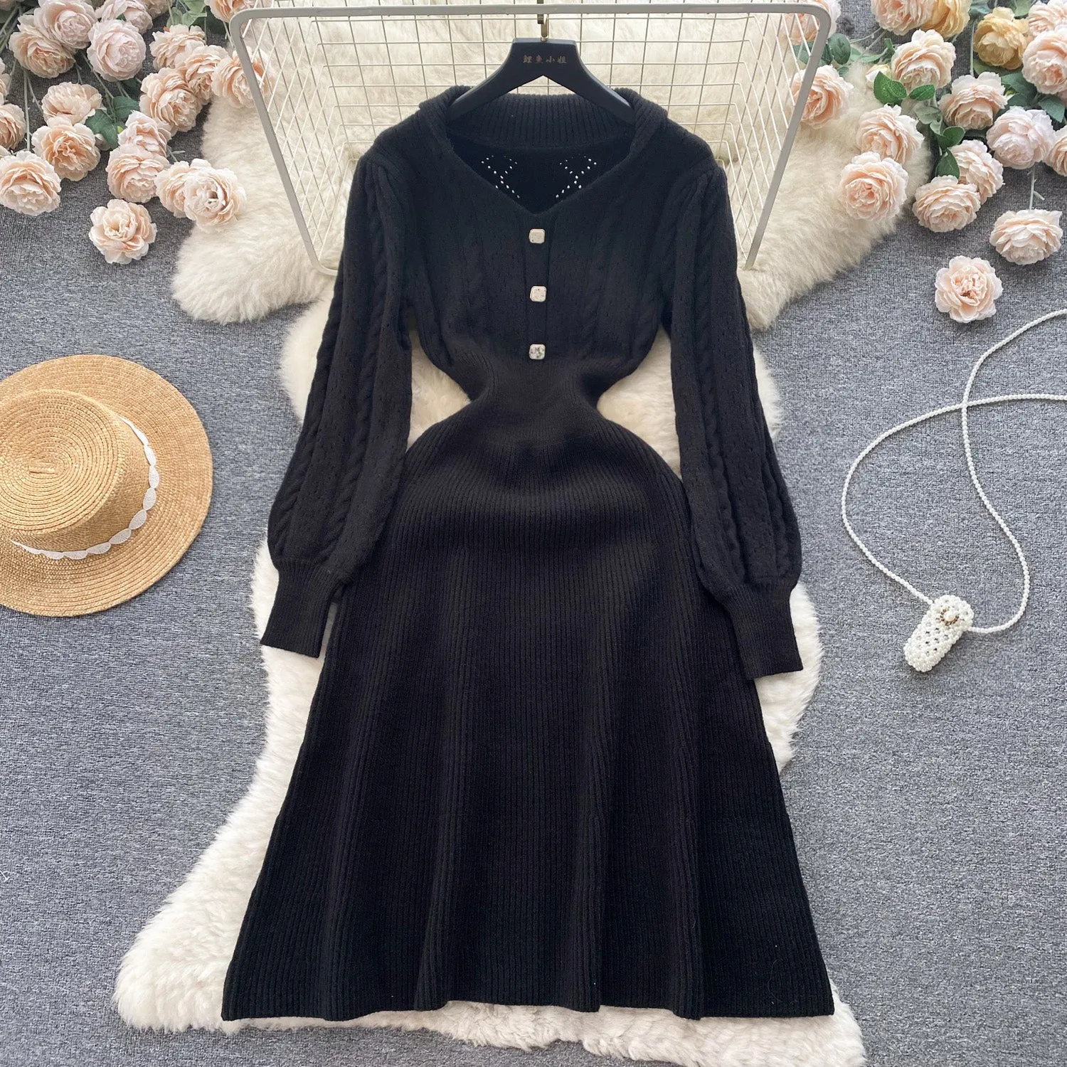 Vintage Delicate Knitted Bottoming Dress