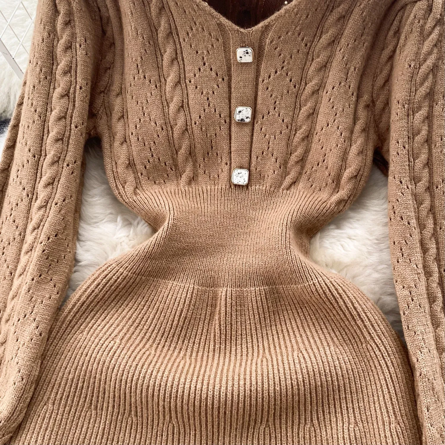 Vintage Delicate Knitted Bottoming Dress