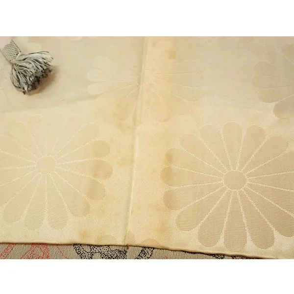 Vintage Haori Kimono Jacket Beige base, Bold Geometric Design