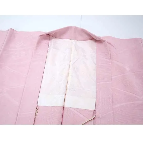 Vintage Haori Kimono Jacket Silk, Pink base, Wave Pattern