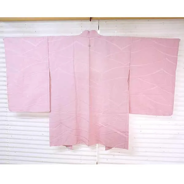 Vintage Haori Kimono Jacket Silk, Pink base, Wave Pattern