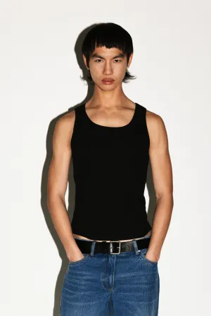 Wavecrest Square Neck Slim Tank  |  Black
