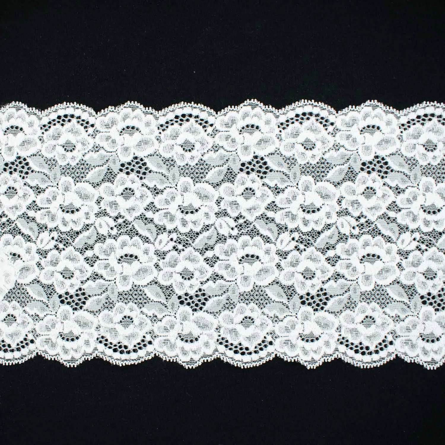White Blossom Stretch Raschel Lace Trim 170mm