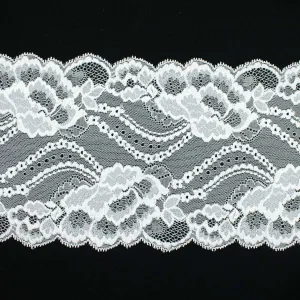 White Floral Stretch Raschel Lace Trim 165mm