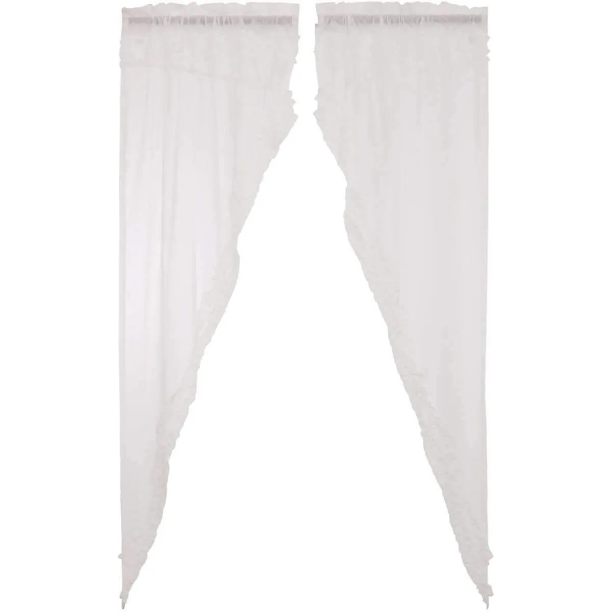 White Ruffled Sheer Petticoat Prairie Long Panel Set of 2