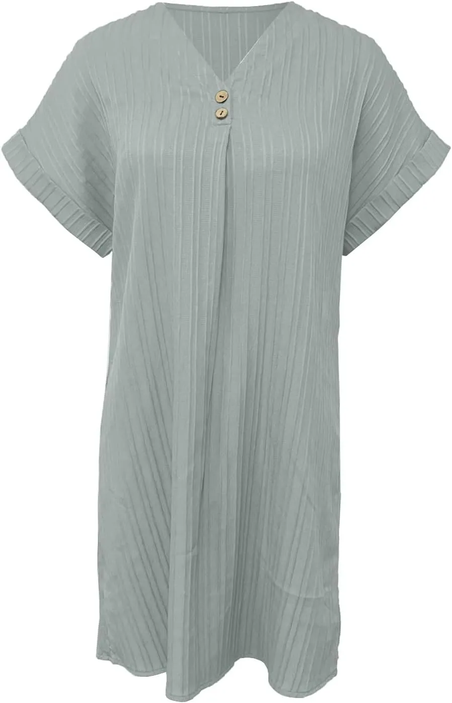 Womens Cotton Shirt Dress Summer Casual Short Sleeve Button Down Beach Cover Up Shirts Tunic Dresses with Pockets