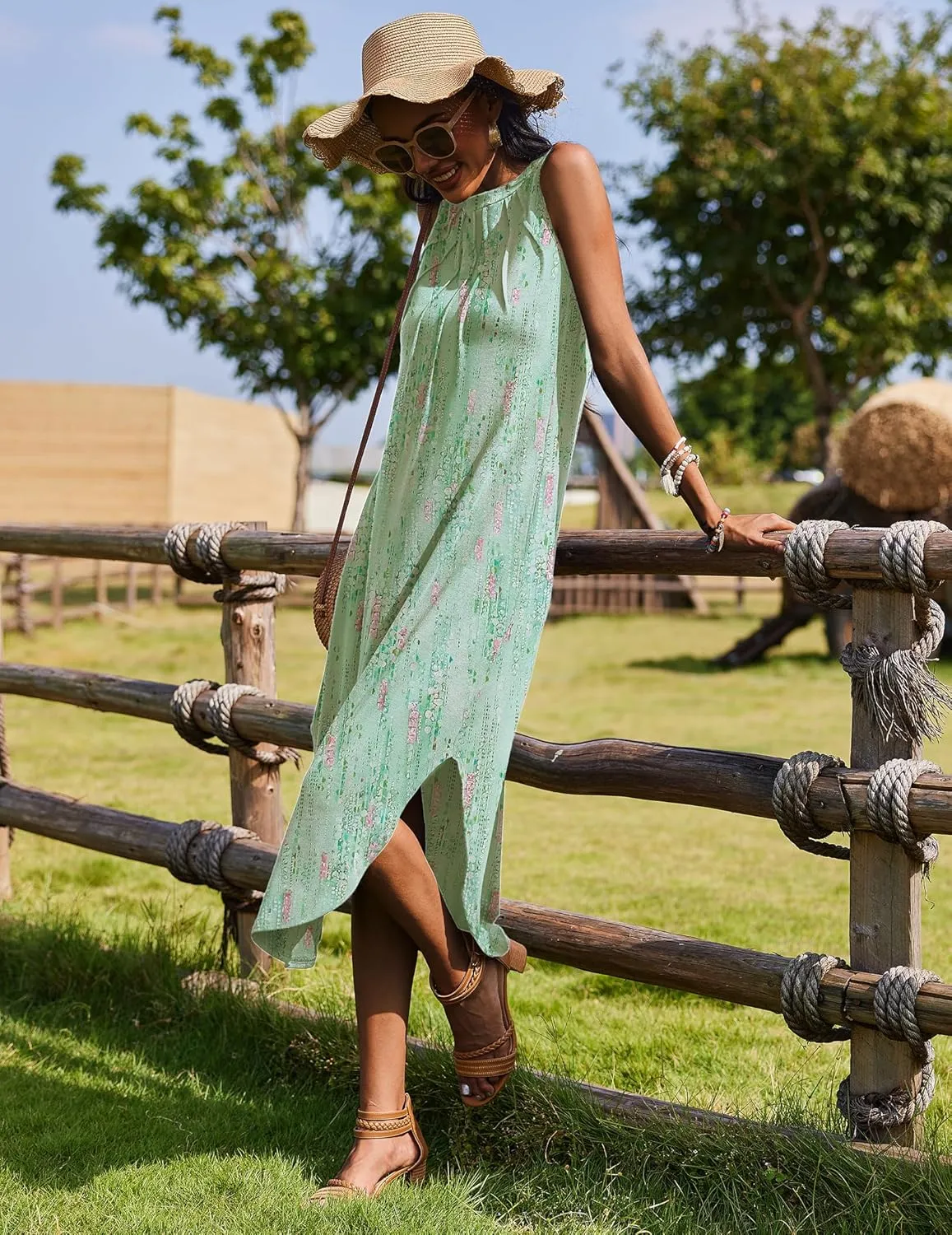 Zeagoo Women Casual Summer Dress Pleated Sundress