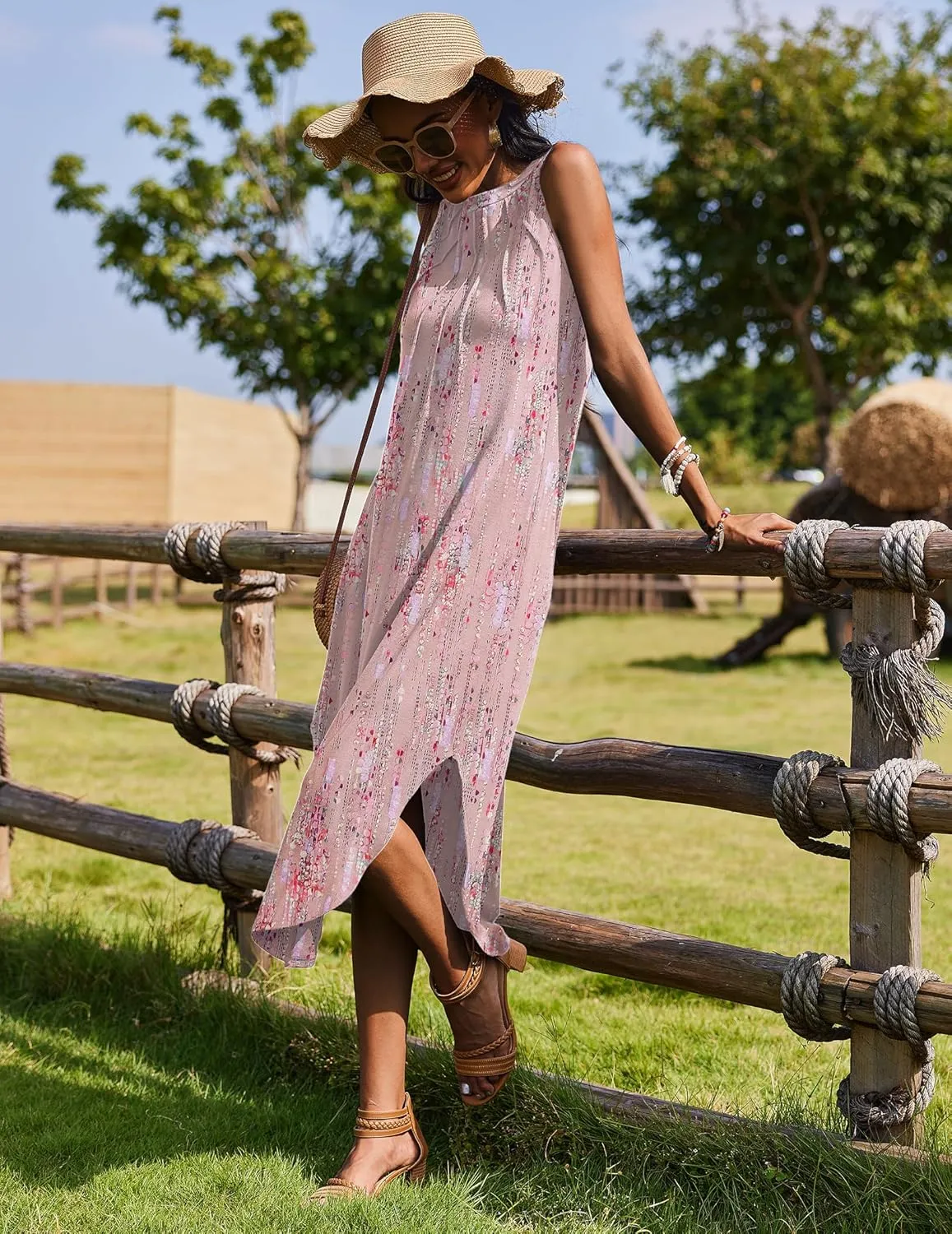Zeagoo Women Casual Summer Dress Pleated Sundress