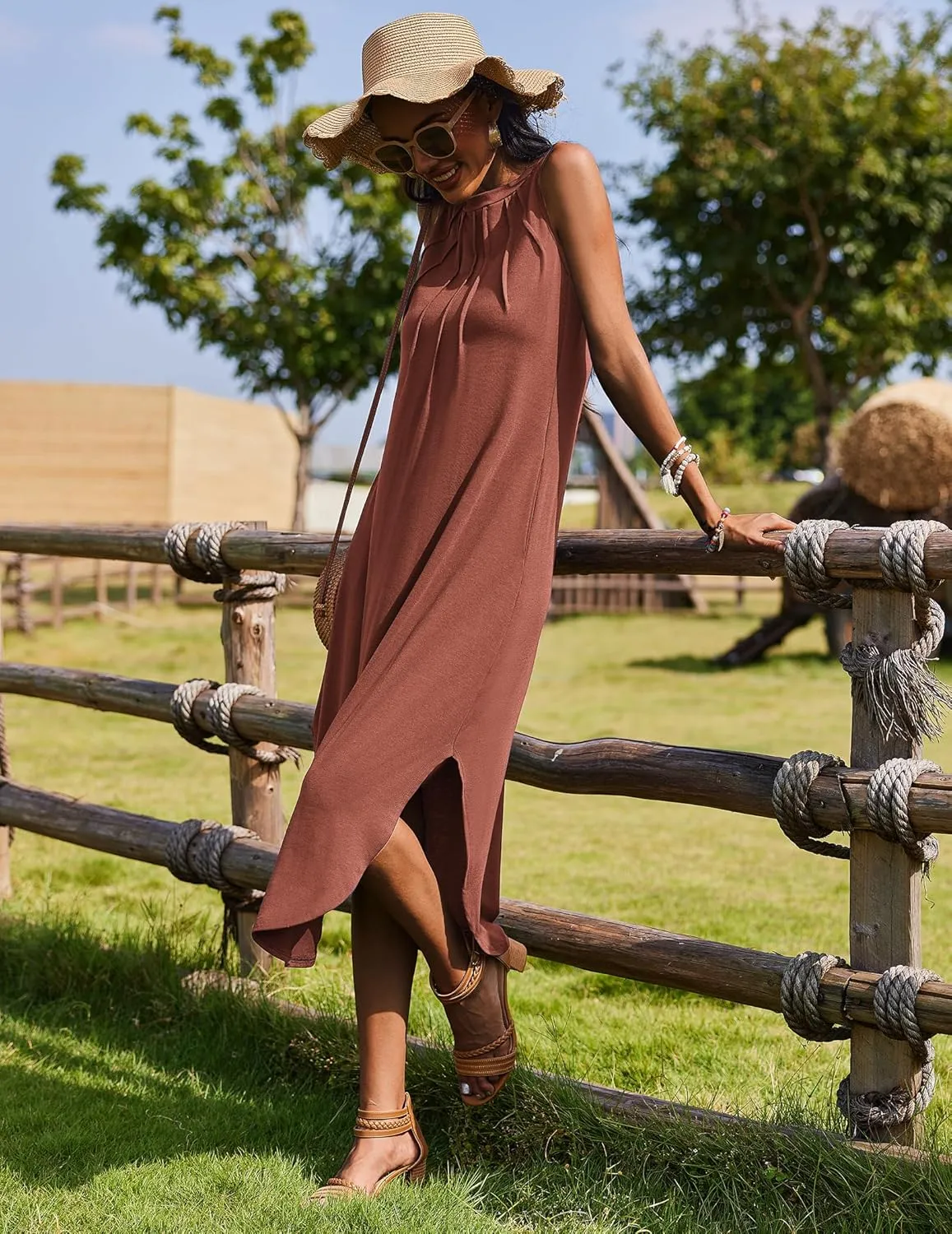 Zeagoo Women Casual Summer Dress Pleated Sundress