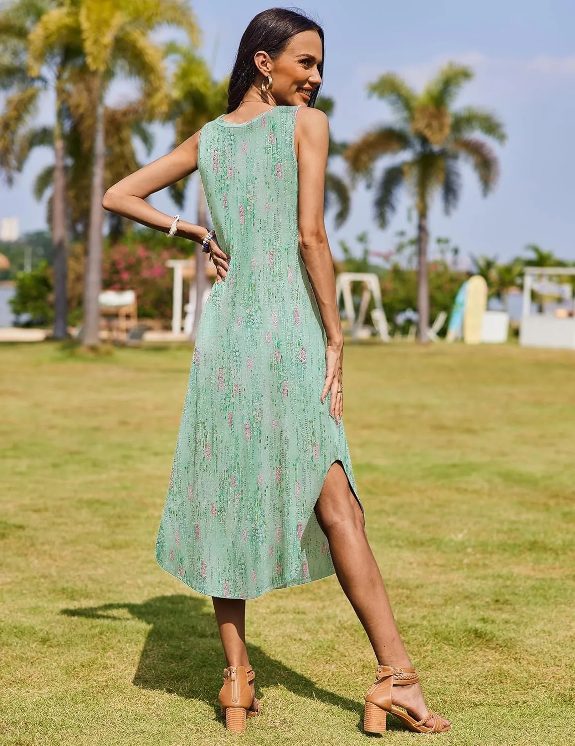 Zeagoo Women Casual Summer Dress Pleated Sundress