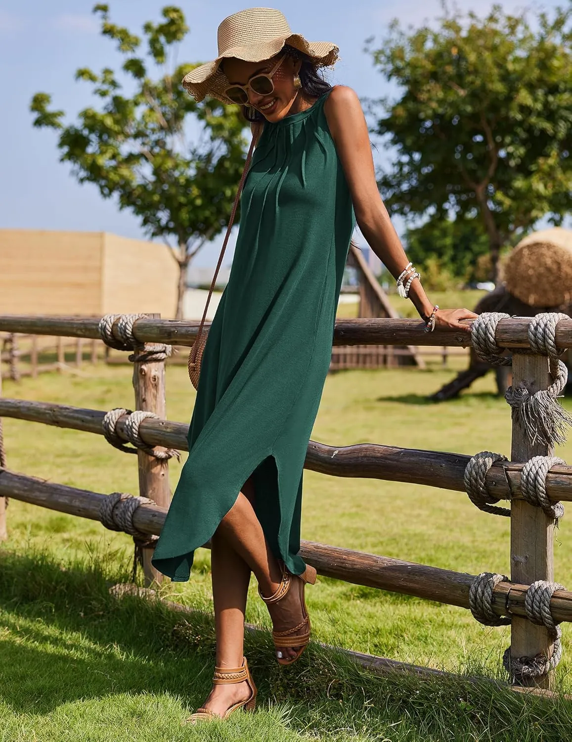 Zeagoo Women Casual Summer Dress Pleated Sundress