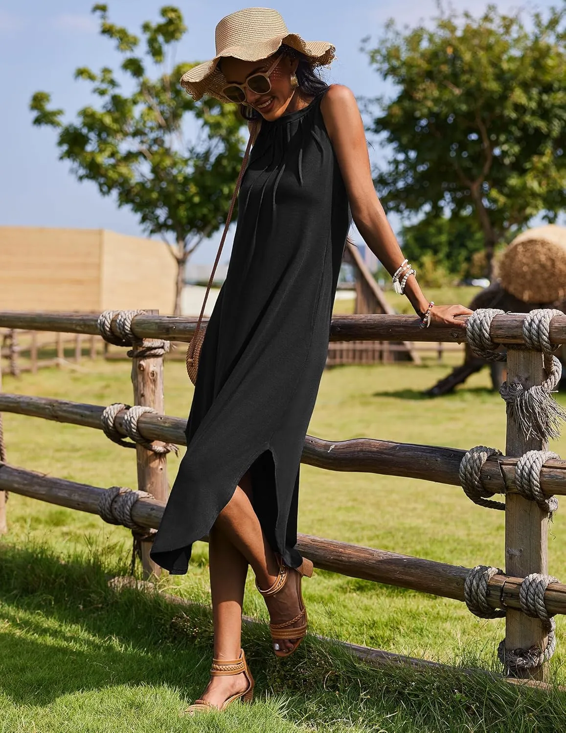 Zeagoo Women Casual Summer Dress Pleated Sundress