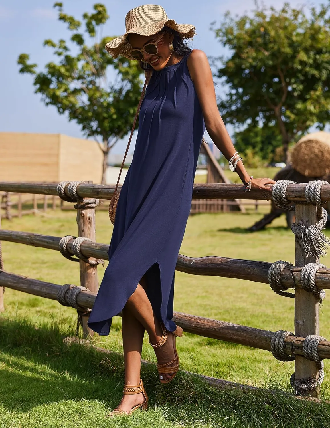 Zeagoo Women Casual Summer Dress Pleated Sundress